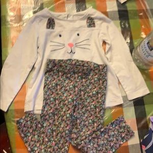 2 piece Carters girls set top and leggings bunny